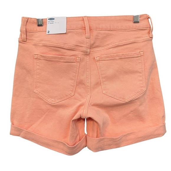 NWT Old Navy Coral Mid Rise Shorts Women’s 2 | 5” Inseam Stretch - Picture 2 of 8
